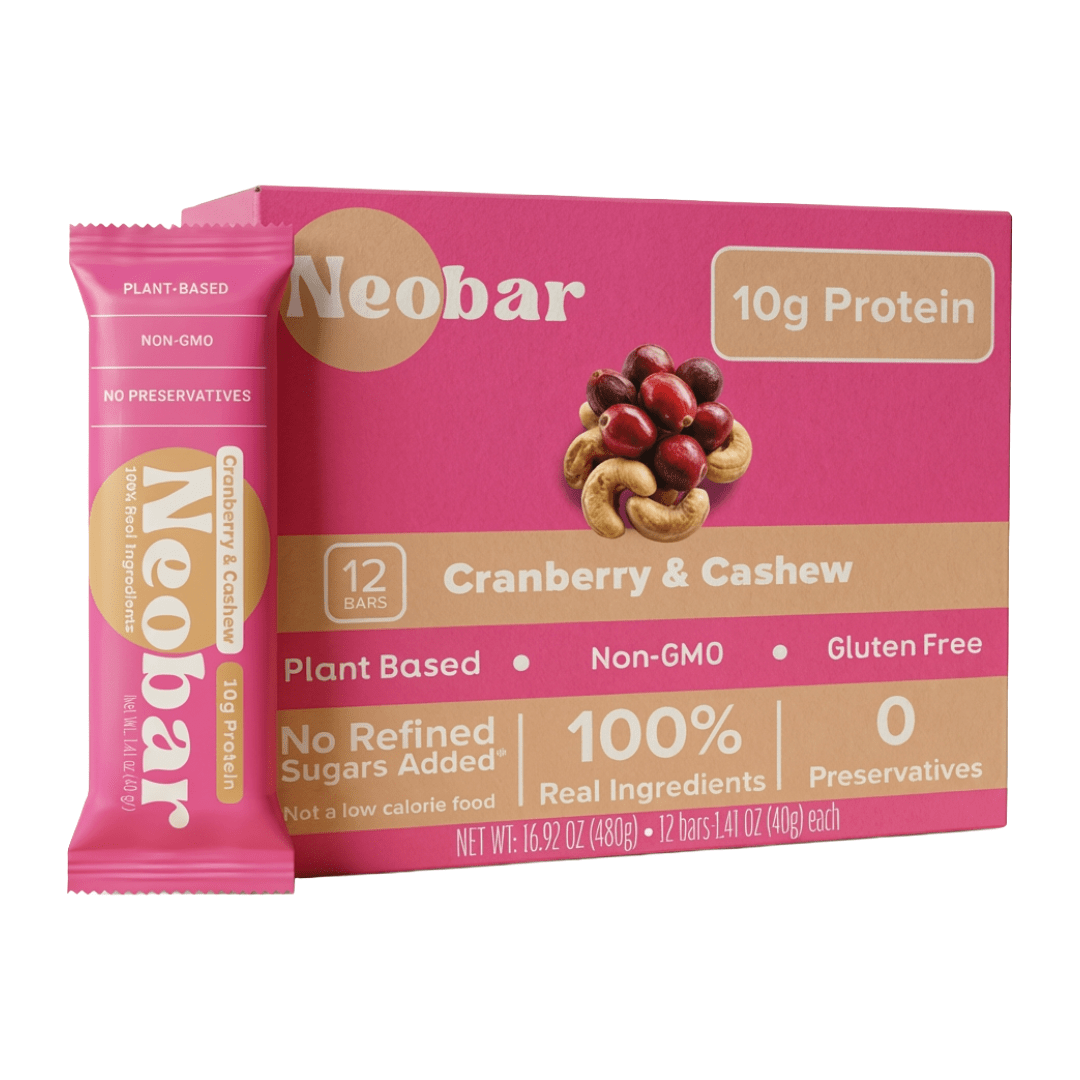 NEOBAR 10g Plant-Based Protein Cranberry & Cashew Bars | 12 Count - Neobar - Protein Bar
