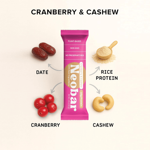 NEOBAR 10g Plant-Based Protein Cranberry & Cashew Bars | 12 Count - Neobar - Protein Bar