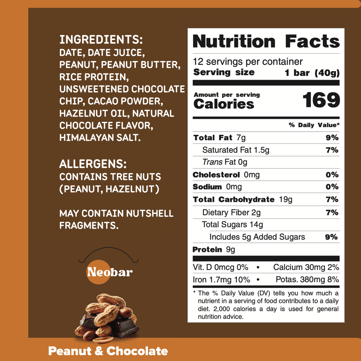 NEOBAR 9g Plant-Based Protein Peanut & Chocolate Bars | 12 Count - Neobar - Protein Bar