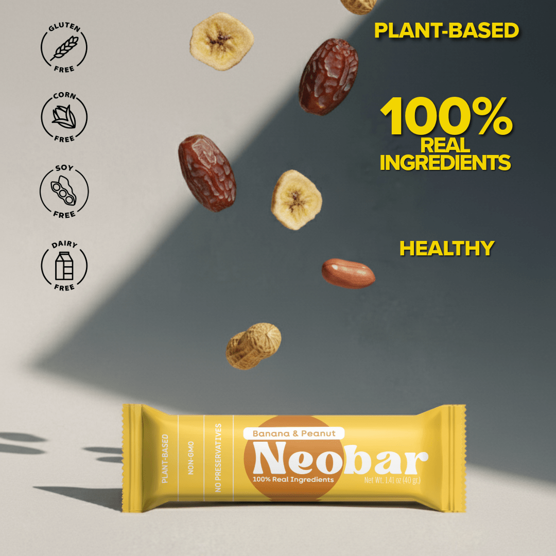 NEOBAR Banana & Peanut Plant-Based Healthy Nut and Fruit Snack Bars | 12 Count - Neobar - Energy Bar