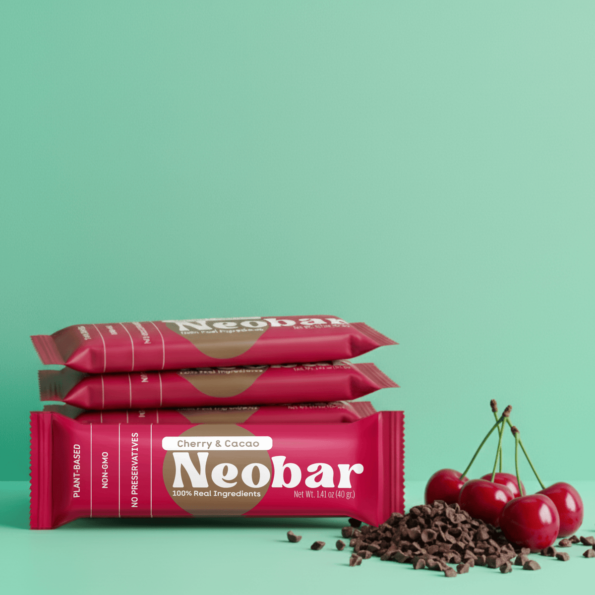 NEOBAR Cherry & Cacao Plant-Based Healthy Nut and Fruit Snack Bars | 12 Count - Neobar - Energy Bar